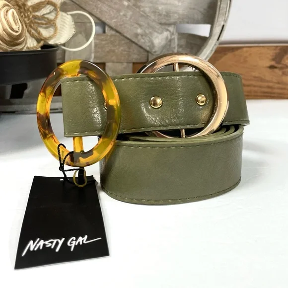 NWT Nasty Gal Circle In Double Metal And Tortoise Shell Double Buckle Be… - Picture 5 of 10